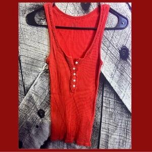 Source Unknown Red Buttoned Tank Top